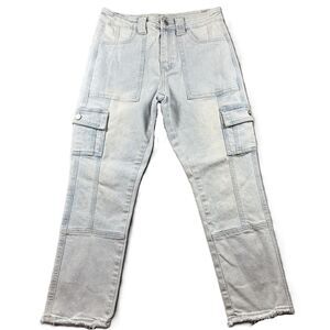 KanCan Women Jeans Winston High Rise Cargo Slim Straight Light Wash 5/26 K106